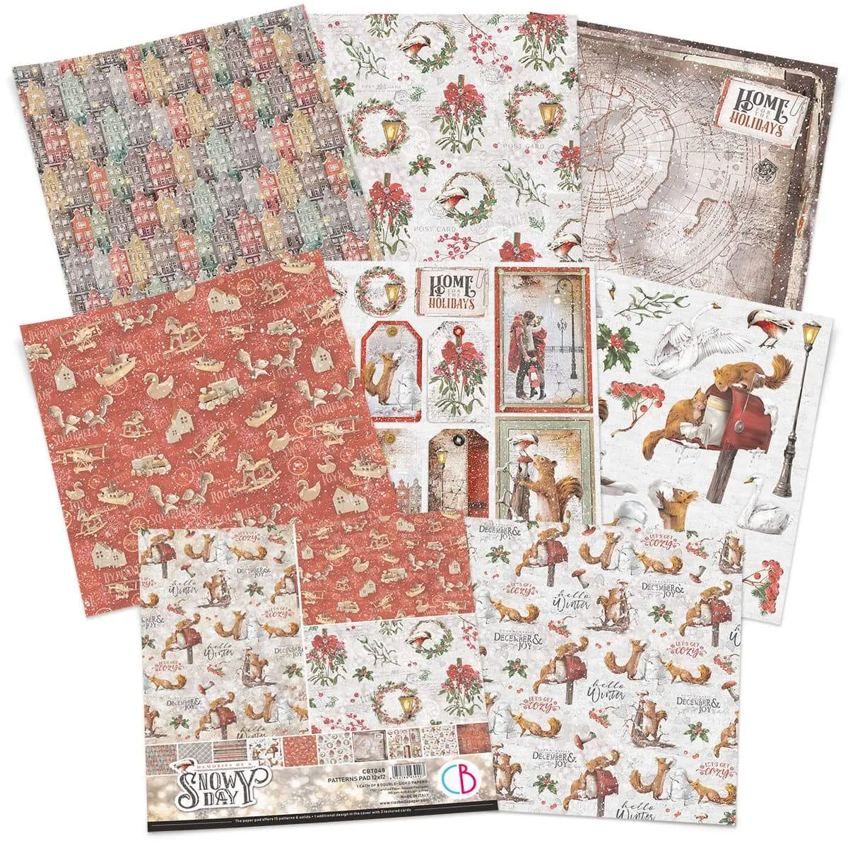 Ciao Bella Memories of a Snowy Day Patterns Pad 12"x12" 8/Pkg