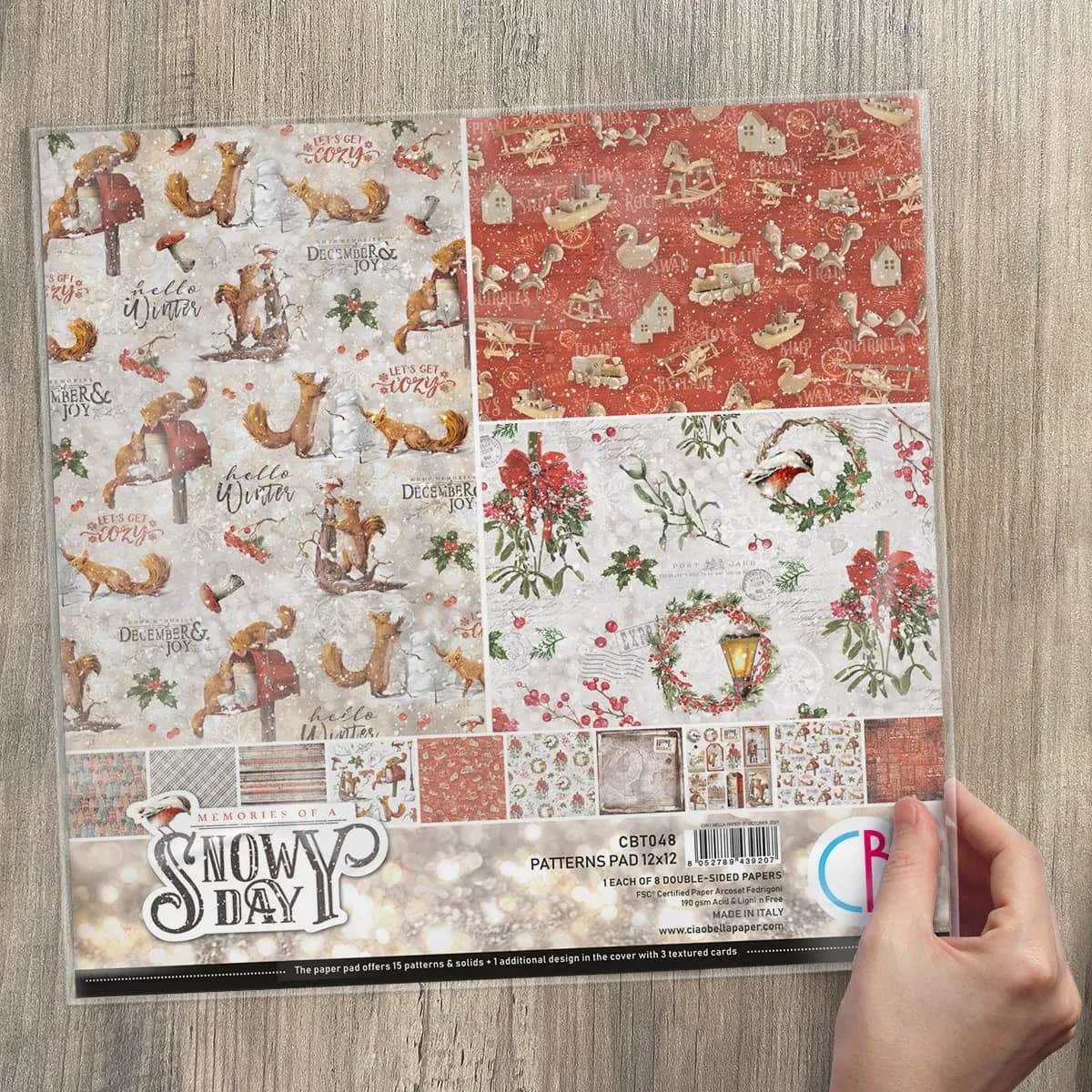 Ciao Bella Memories of a Snowy Day Patterns Pad 12"x12" 8/Pkg