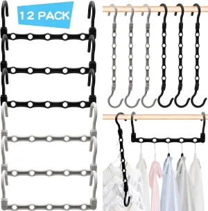 College Dorm Room Essentials Closet Organizer,12 Pack Stronger Closet Organizers and Storage Clothes Hanger with 5 Holes Closet Storage for Heavy Clothes,Magic Closet Organization Space Saving Hangers