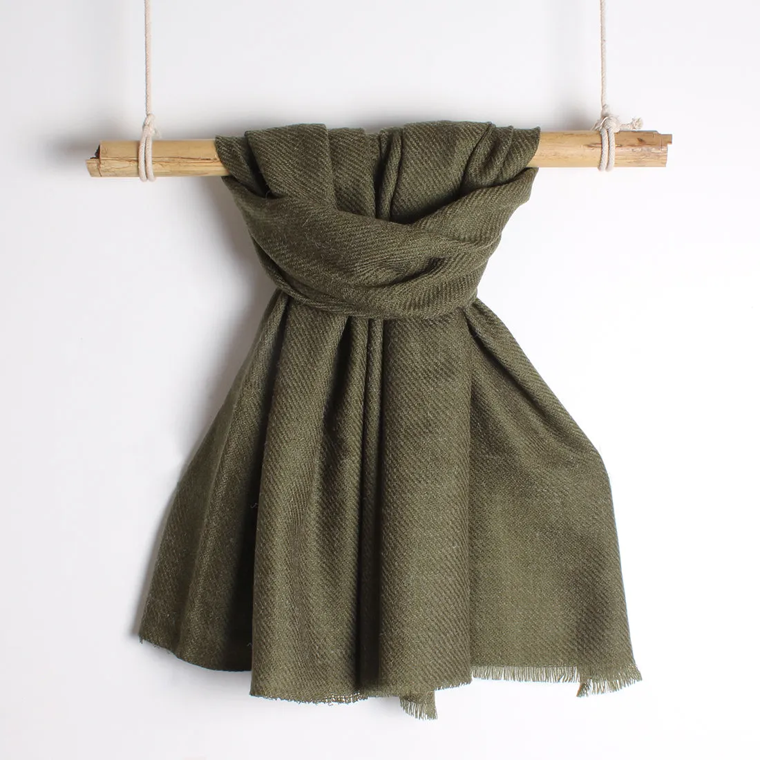 CONTEMPORARY SOLID OLIVE GREEN ACRYLIC WINTER SCARF