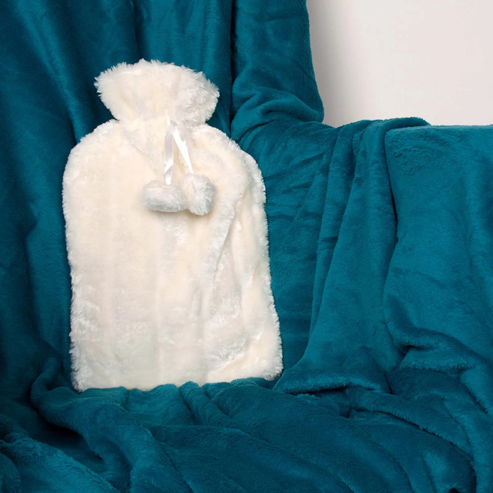 Cozy And Warm Large Plush Hot Water Bottle Cream