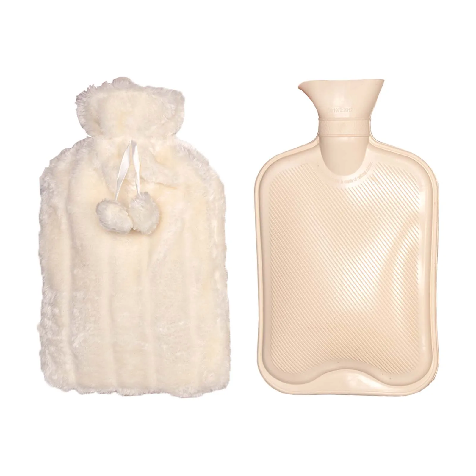 Cozy And Warm Large Plush Hot Water Bottle Cream