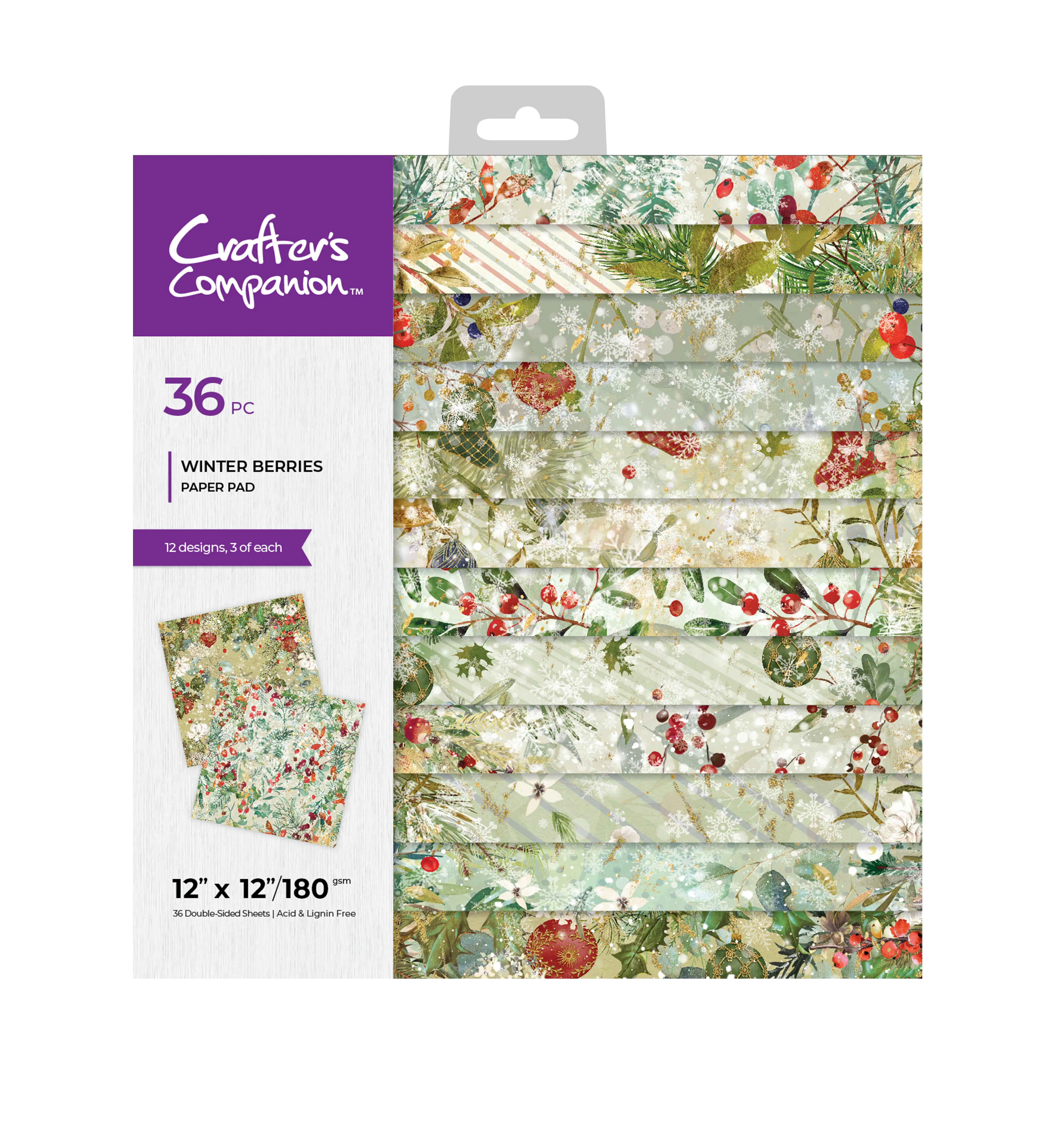 Crafter's Companion 12x12 Paper Pad Winter Frost & Winter Berries Collection