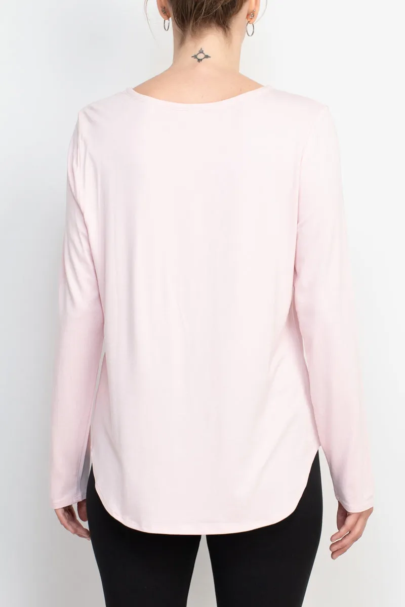 Cupio crew neck long sleeve solid matte jersey top