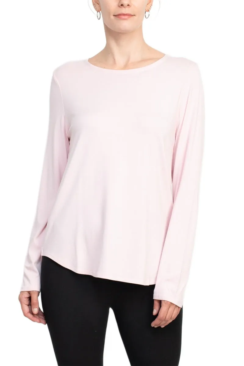 Cupio crew neck long sleeve solid matte jersey top