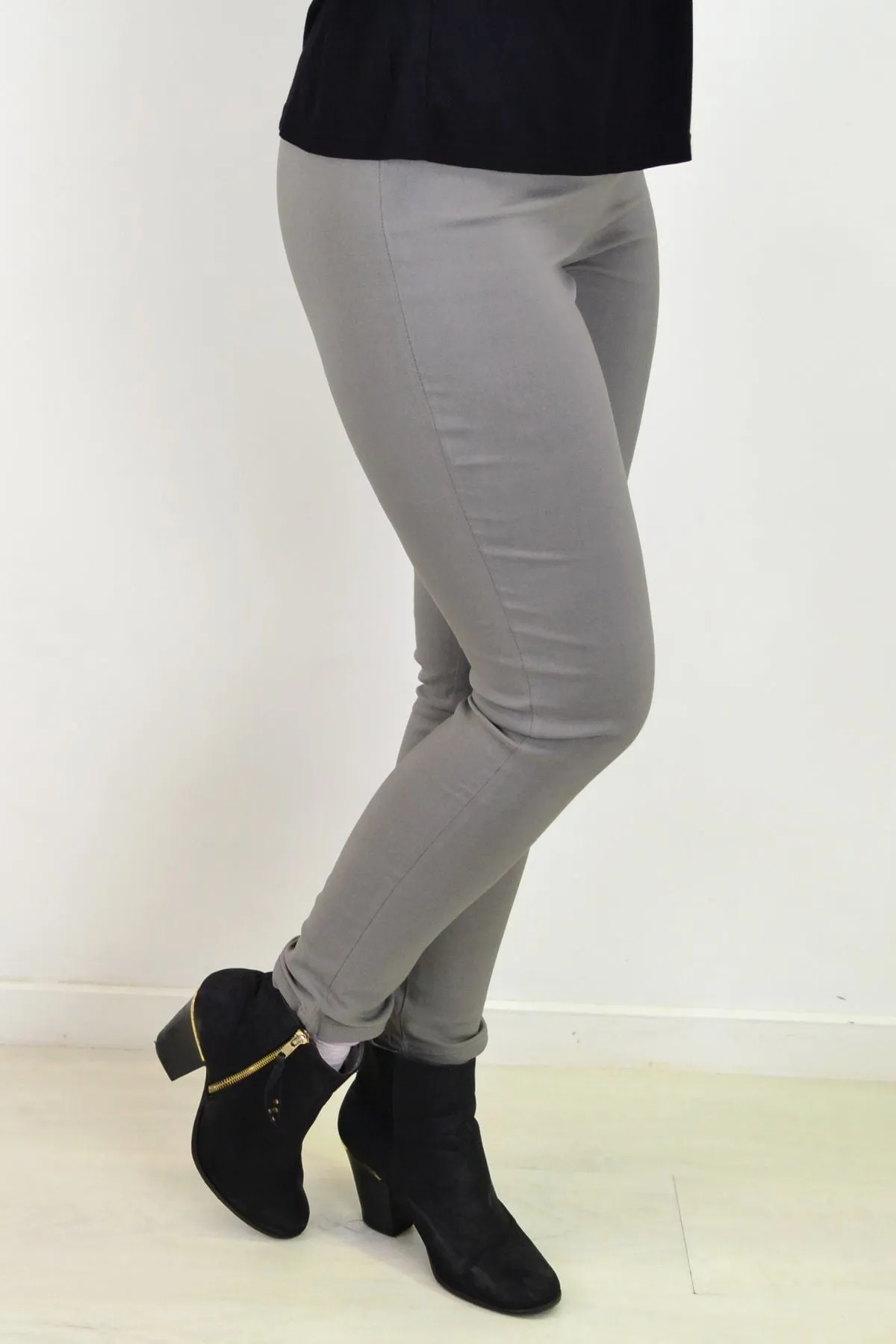 Dark Grey Pencil Leg Pull on Pants