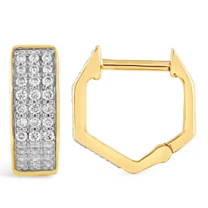 Diamond Honeycomb Gold Huggie Earrings