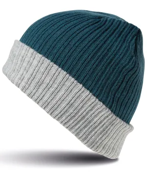 Double-layer knitted hat | Teal/Grey