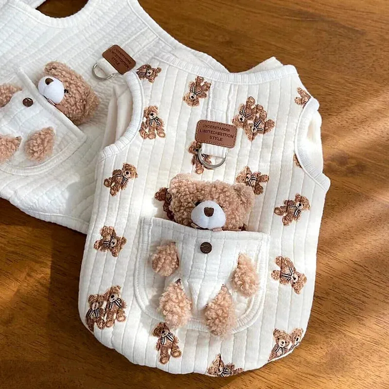 Dress Your Pup in Style with Autumn-Winter Designer Vest: Cute Cartoon Soft Shirt, Small Dog Harness for Chihuahua, Poodle, and Yorkshire Terrier - The Ultimate Pet Fashion Statement!