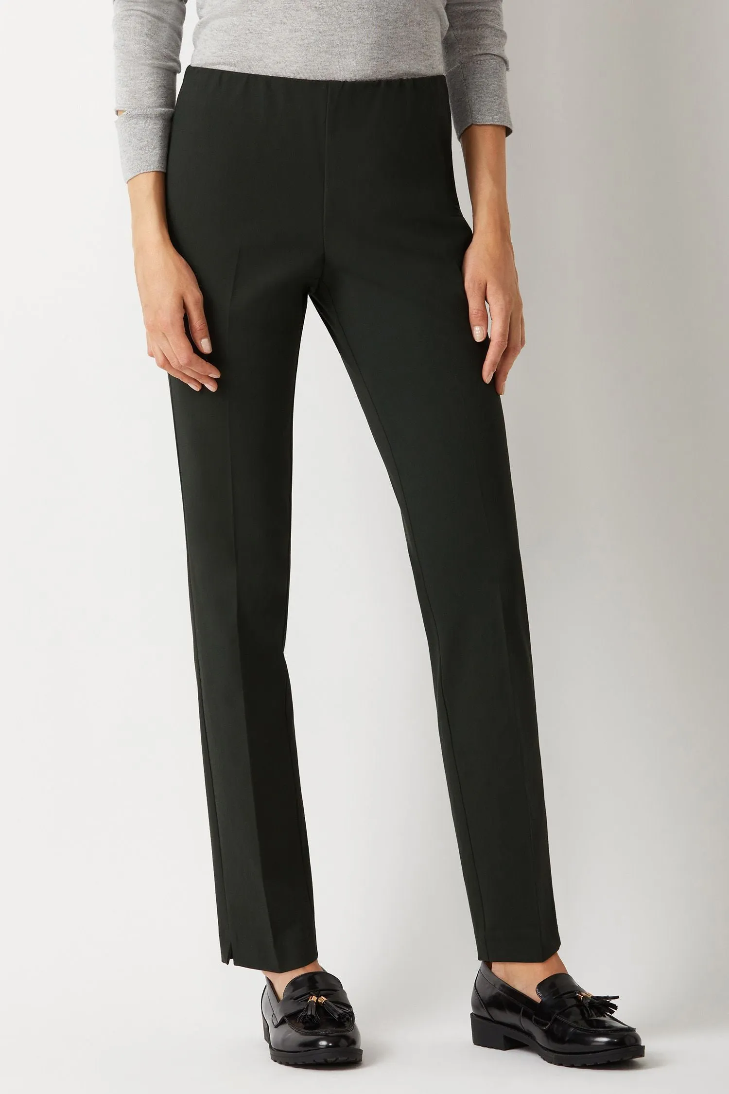 Ecru Designs Mid Waist Solid Stretch Crepe Pant