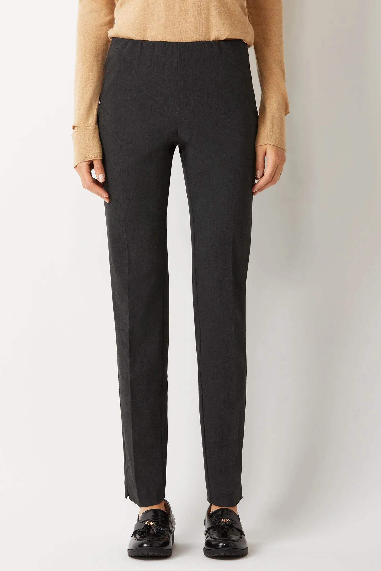 Ecru Designs Mid Waist Solid Stretch Crepe Pant