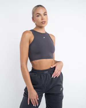 Essentials Racer Crop Top - Charcoal