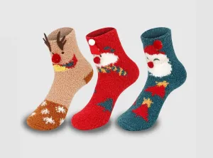 FitVille Women's Fuzzy Christmas Socks V2-3-Pack