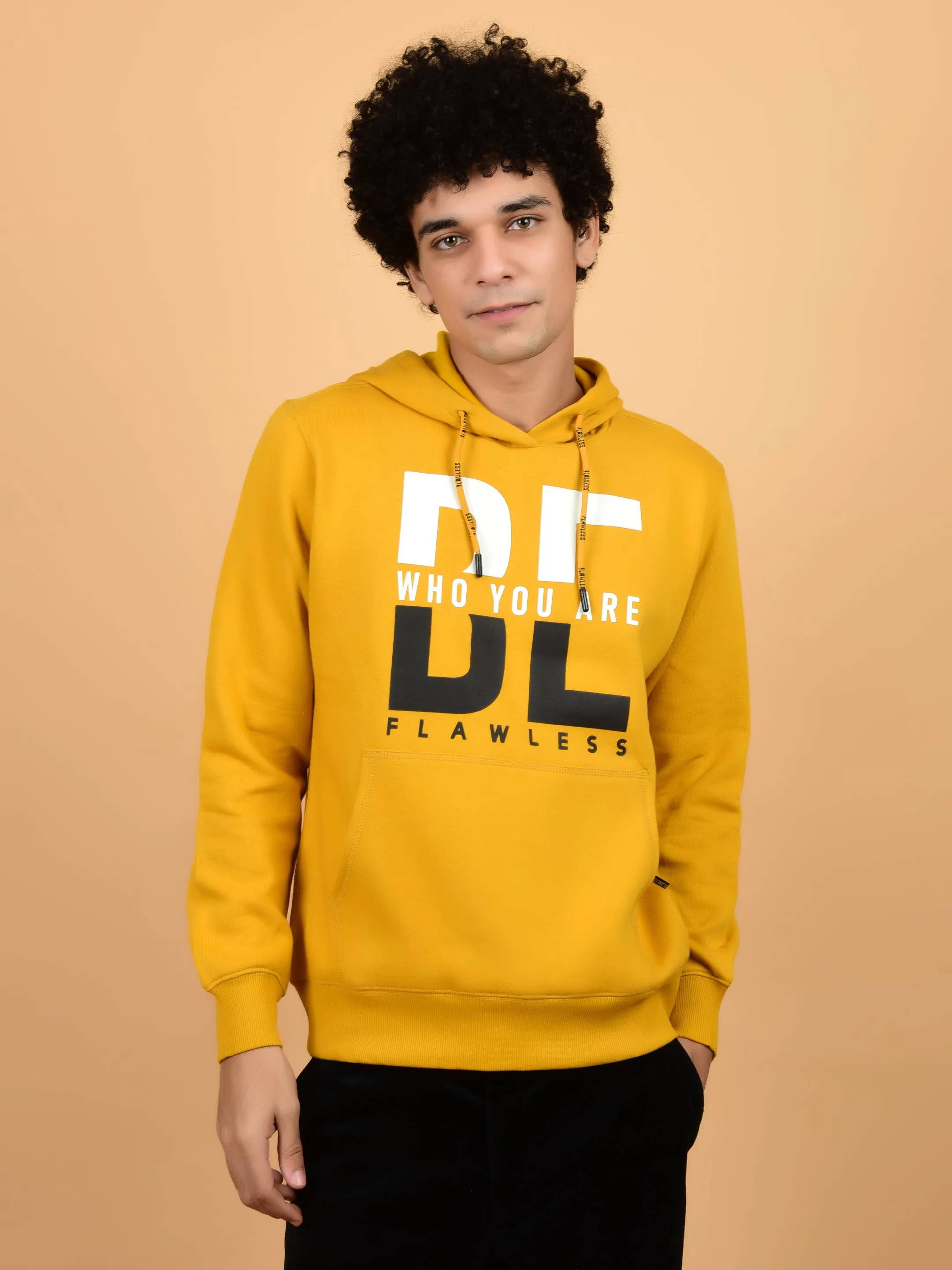 Flawless Men Winter Yellow Hoodie