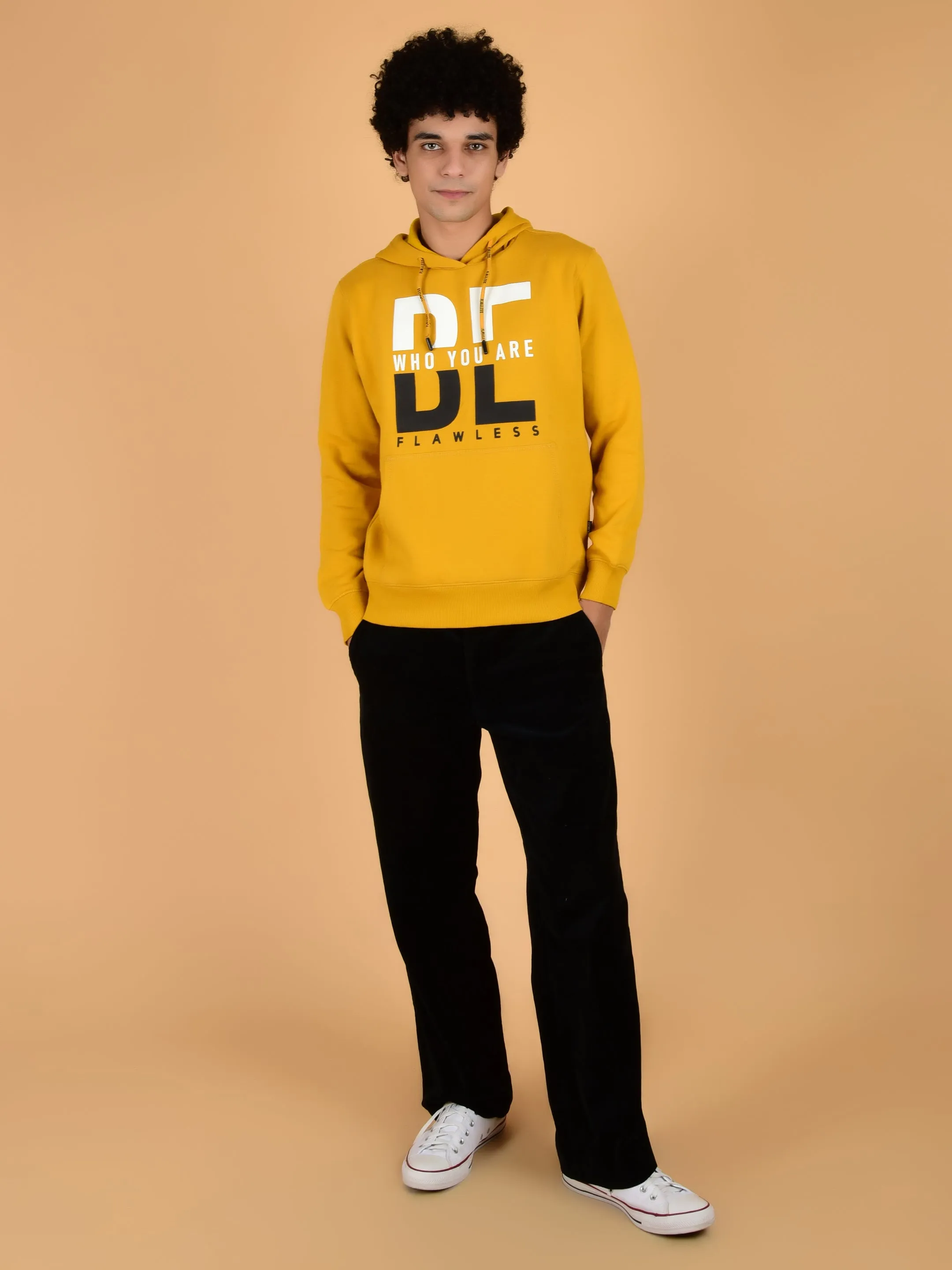 Flawless Men Winter Yellow Hoodie