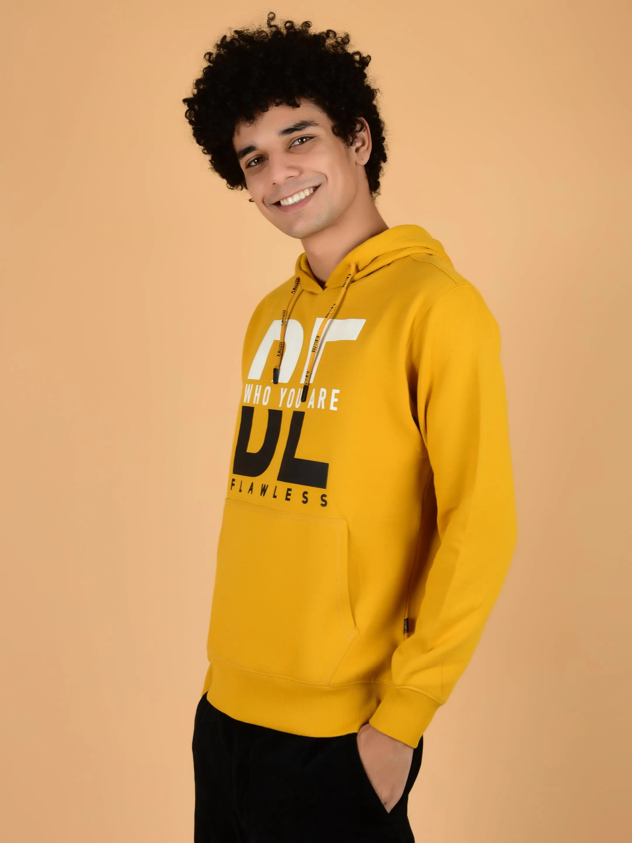 Flawless Men Winter Yellow Hoodie