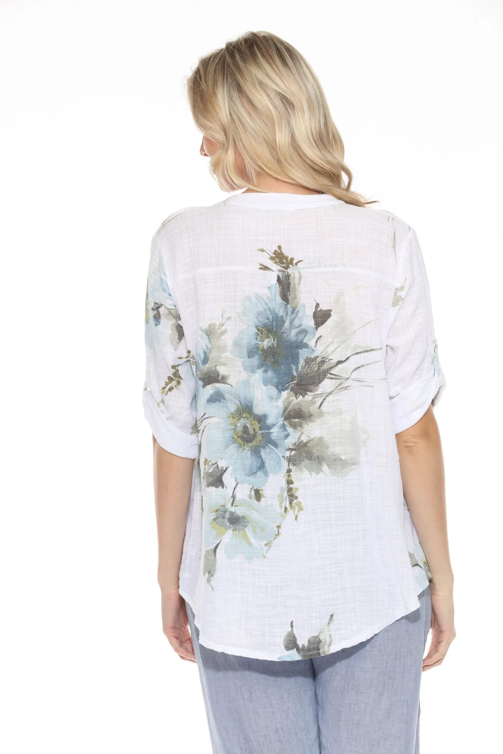 Floral Print Top With Pocket