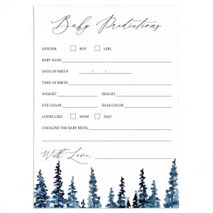 Forest Baby Shower Baby Prediction Cards Printable