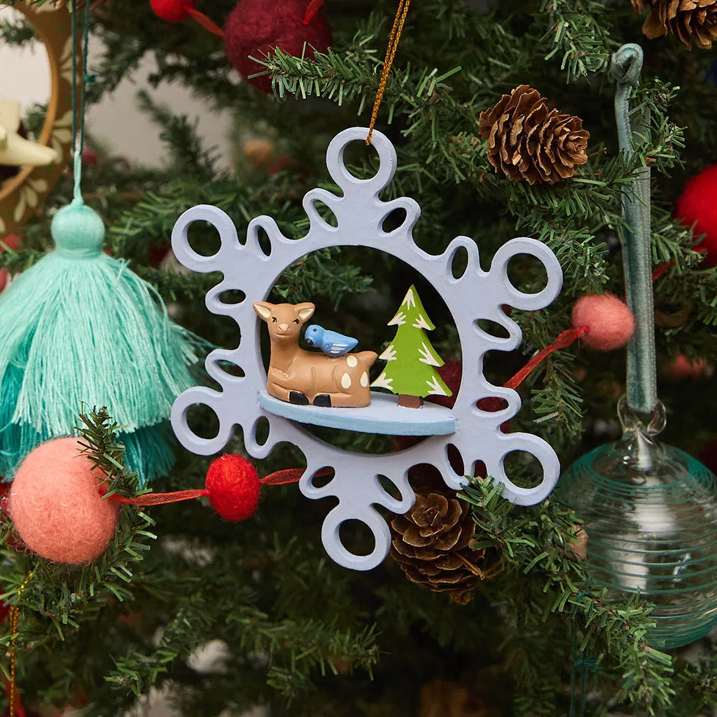 Forest Frost Snowflake Wood Ornament