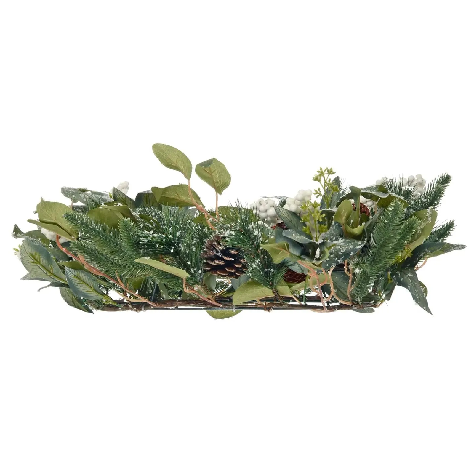 Frosted Christmas Wreath Snowberries Forest Pine Cones 60cm