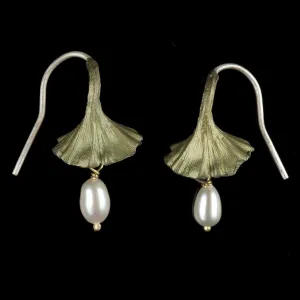 Ginkgo Earrings - Pearl Drop