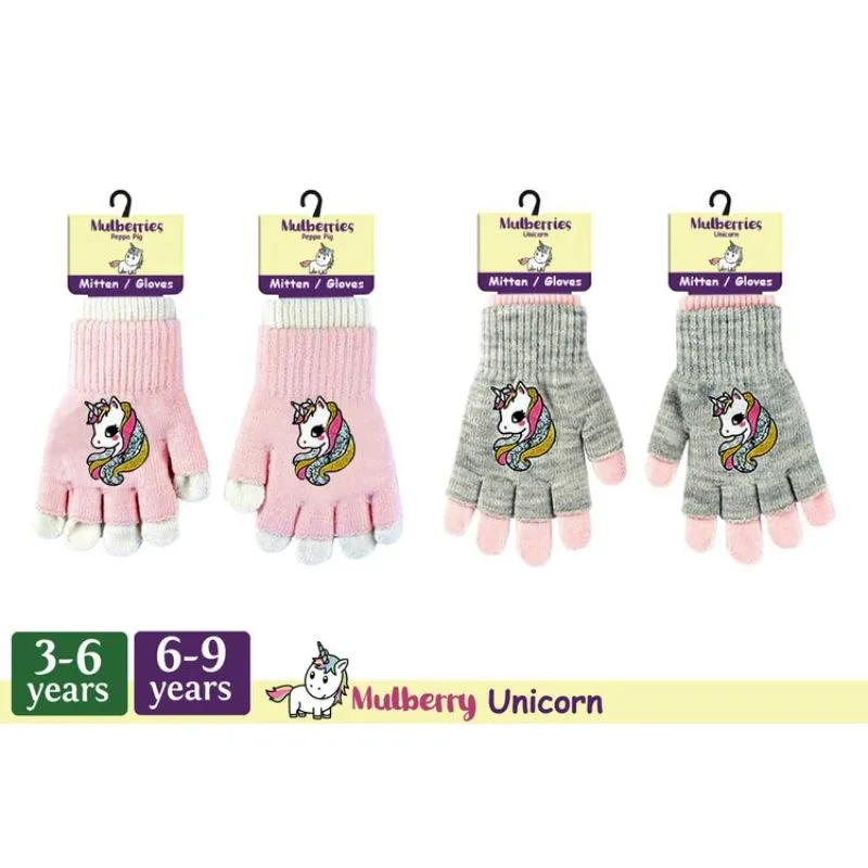 Girls Fashion Fashion Unicorn Mitten Gloves