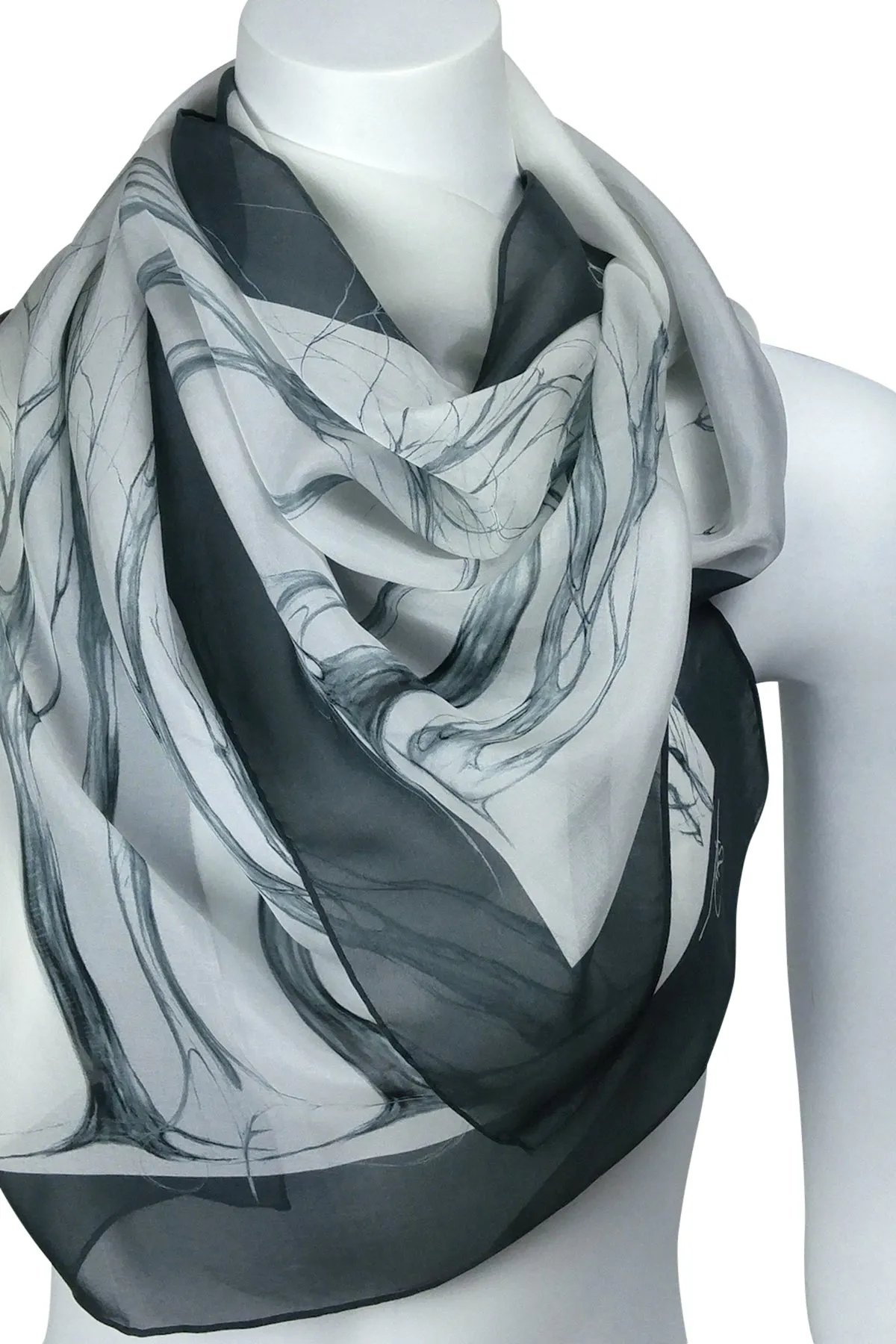 Égérie Muse Forest Border Silk Scarf Black on Light, more colours