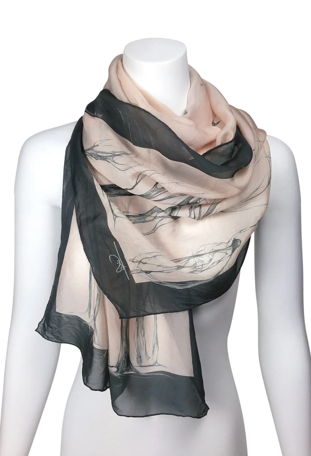 Égérie Muse Forest Border Silk Scarf Black on Light, more colours