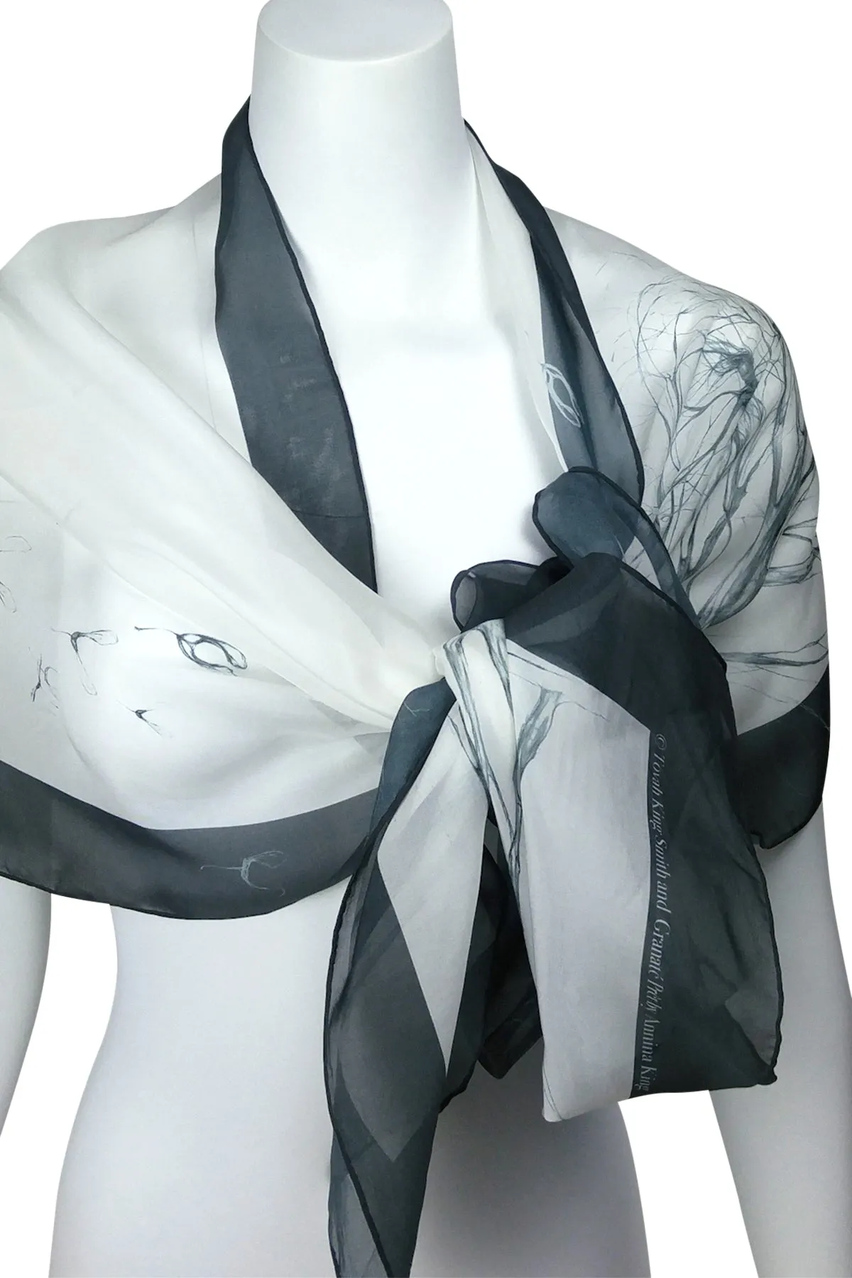 Égérie Muse Forest Border Silk Scarf Black on Light, more colours