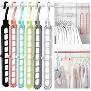 HEYHOUSE Closet Organizers and Storage,College Dorm Room Essentials,Pack of 6 Multifunctional Closet Organizer Magic Space Saving Hangers with 9 Holes Closet Storage Organization for Wardrobe Closet