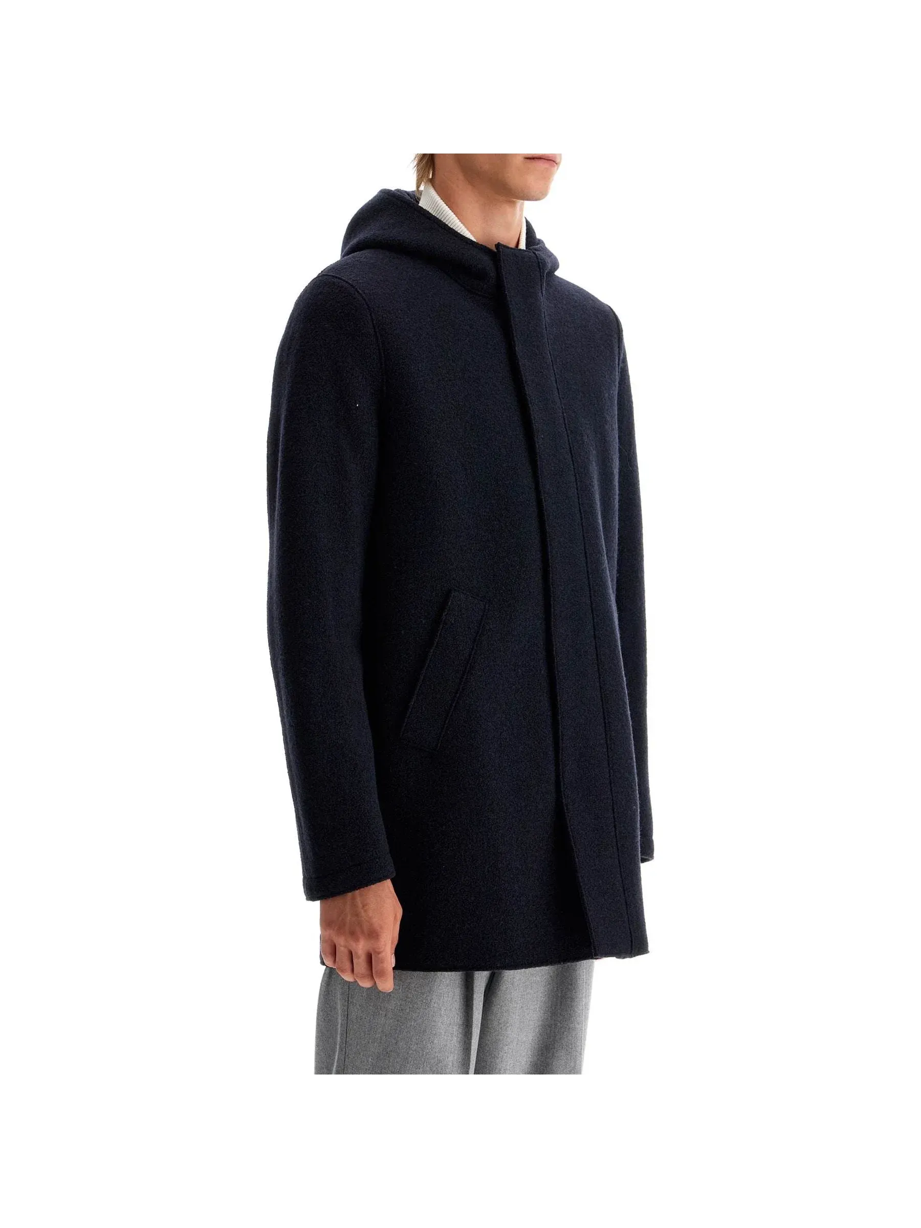 Hooded Boiled Wool Jacket