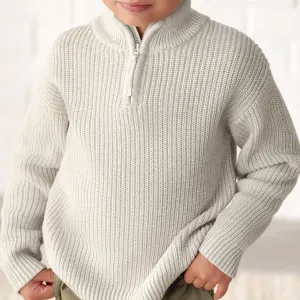 Infant & Toddler Boys Oatmeal Heather Zip Front Sweater