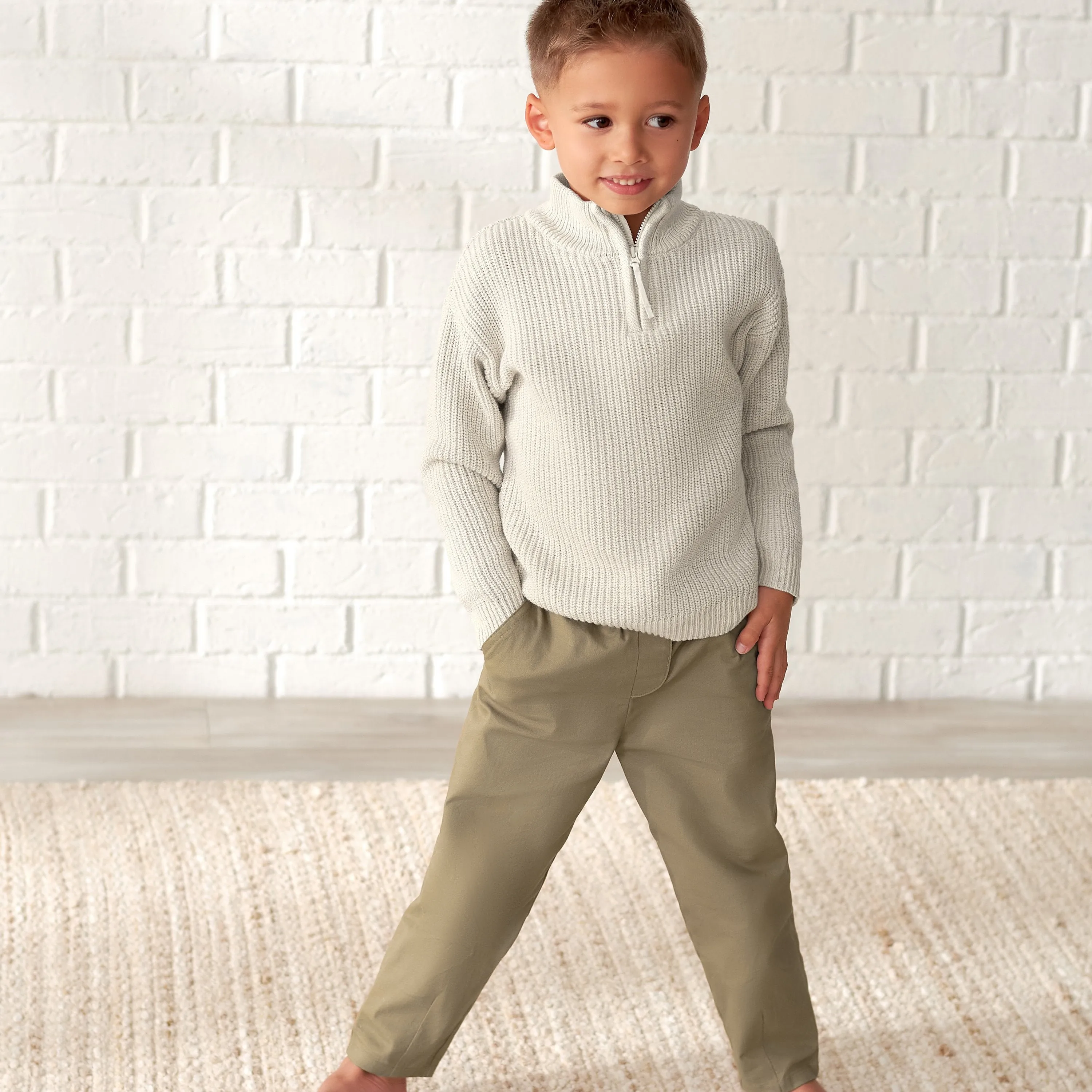 Infant & Toddler Boys Oatmeal Heather Zip Front Sweater