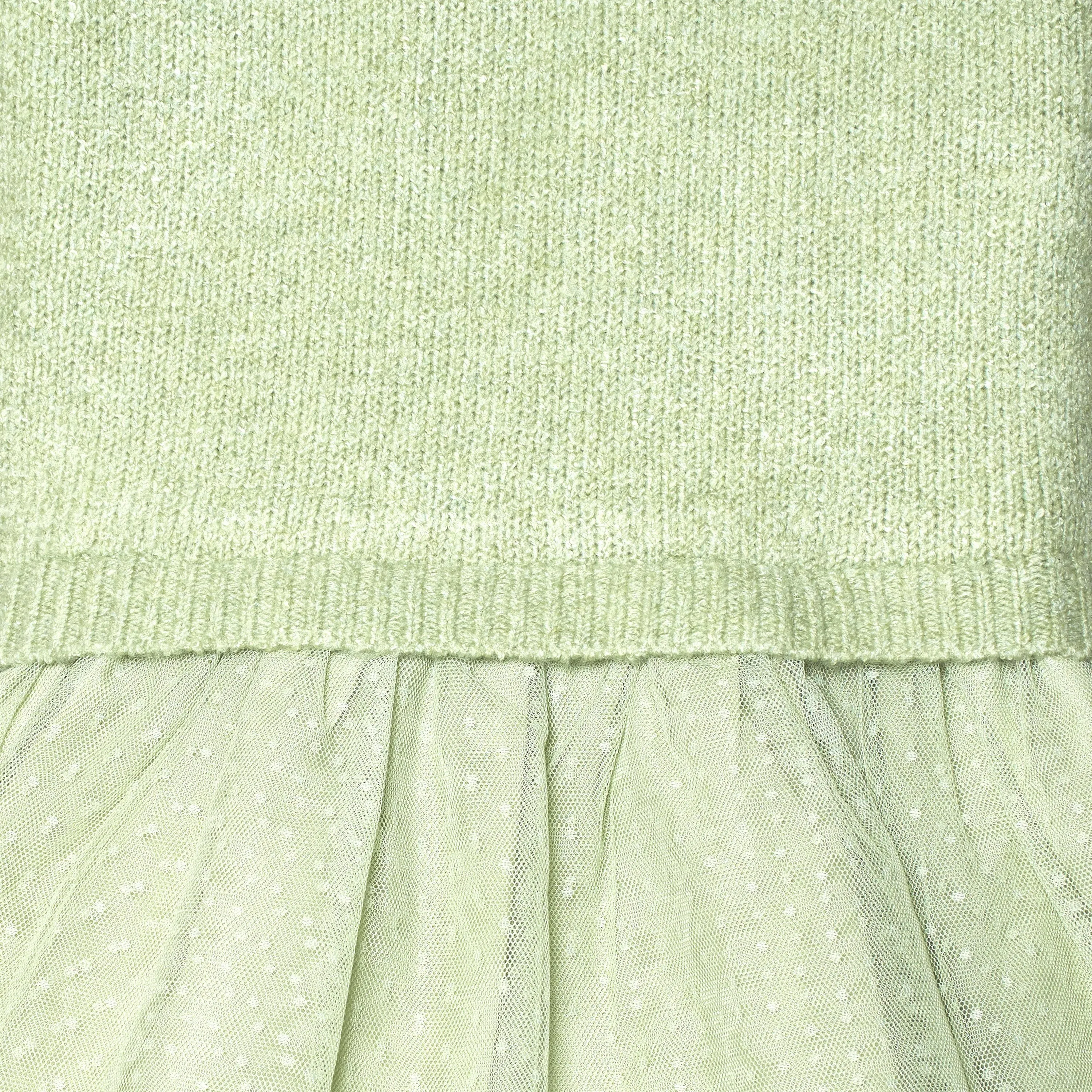 Infant & Toddler Girls Green Sweater Dress With Tulle Skirt