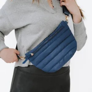 Jolie Belt Puffer Bag: Navy