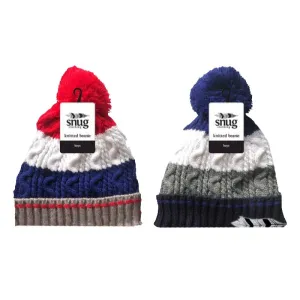 Kids Colour Stripe Knitted Beanie with Pom Pom