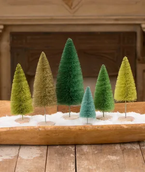 LC1544 - Hues of Green Bottle Brush Trees Set of 6