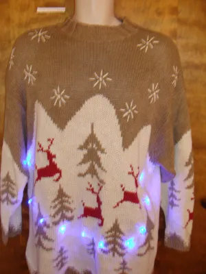 Light Up Ugly Xmas Sweater with Reindeer