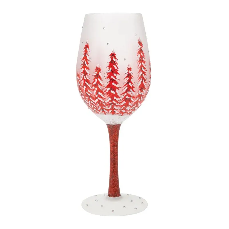 Lolita Christmas in Rouge Hand Painted Wine Glasses