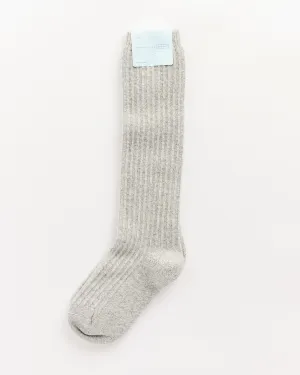 Long Reversed Rib Knee Socks in Mist