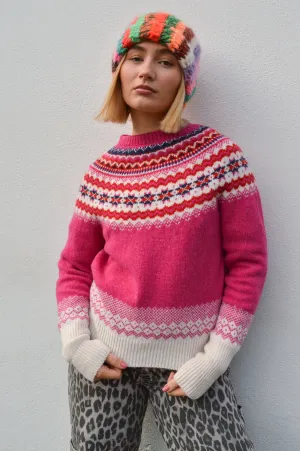 Lowie Caerphilly Fairisle Jumper in Pink