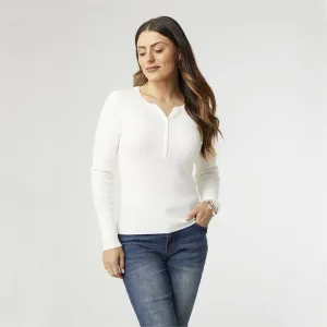 Lucy Long Sleeve IVORY Baby Ribbed Teeok