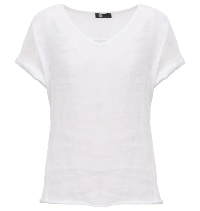 M Made in Italy - Linen V-Neck Top