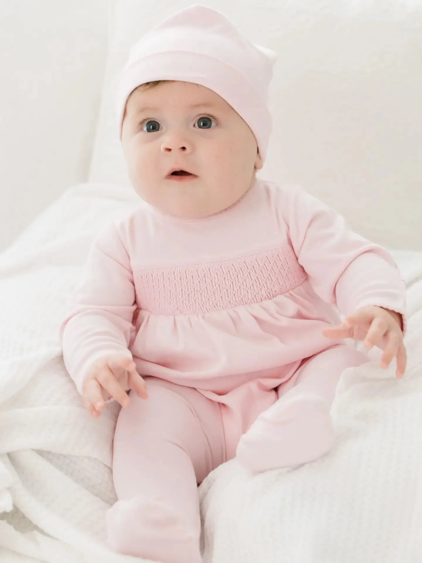 Magnolia Baby: Essentials Solid Pink Smocked Footie