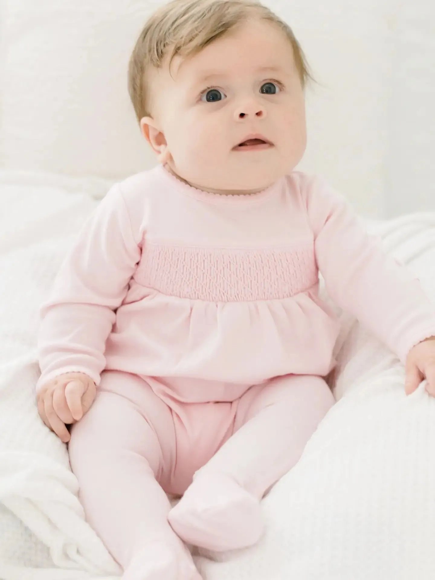 Magnolia Baby: Essentials Solid Pink Smocked Footie