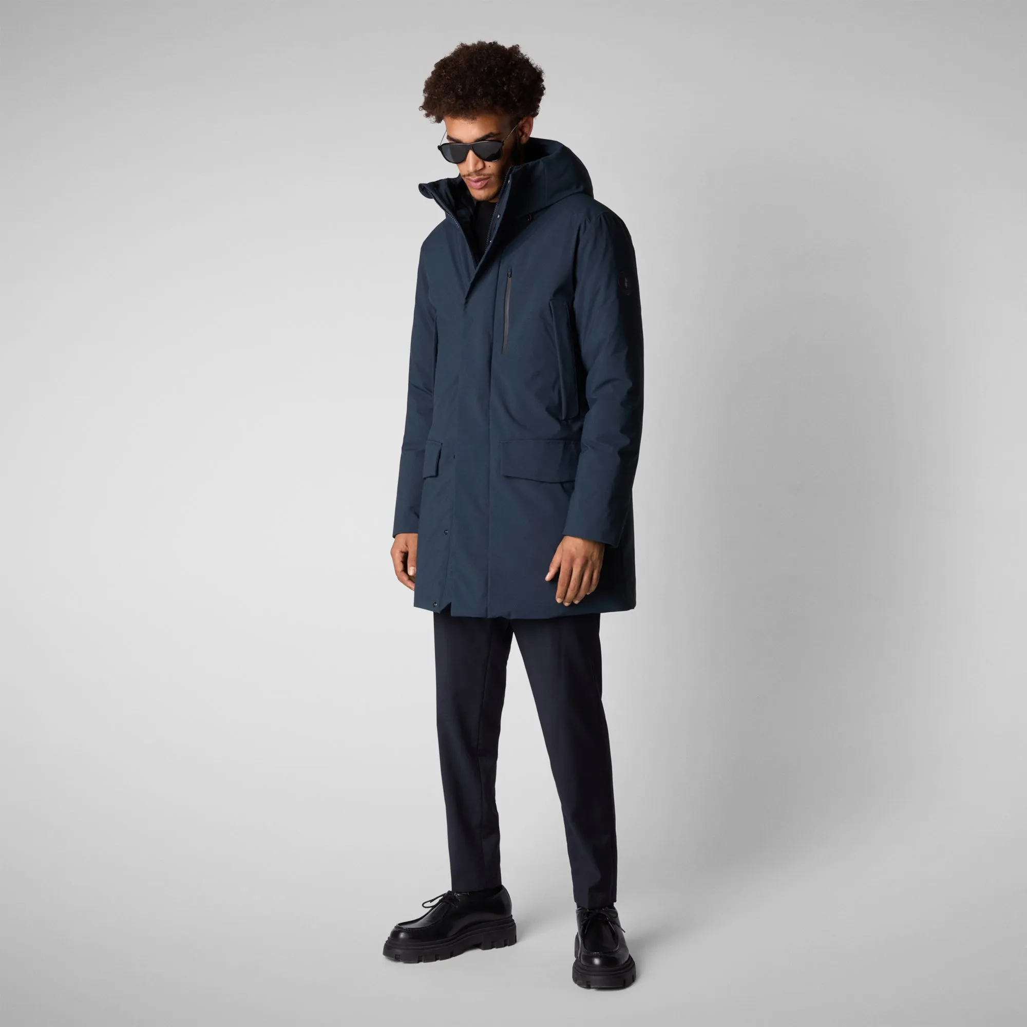 Man's hooded parka Daucus in blue black