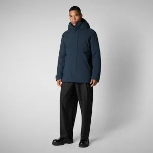 Man's hooded parka Wilder in blue black