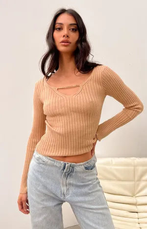 Maren Beige Chain Jumper