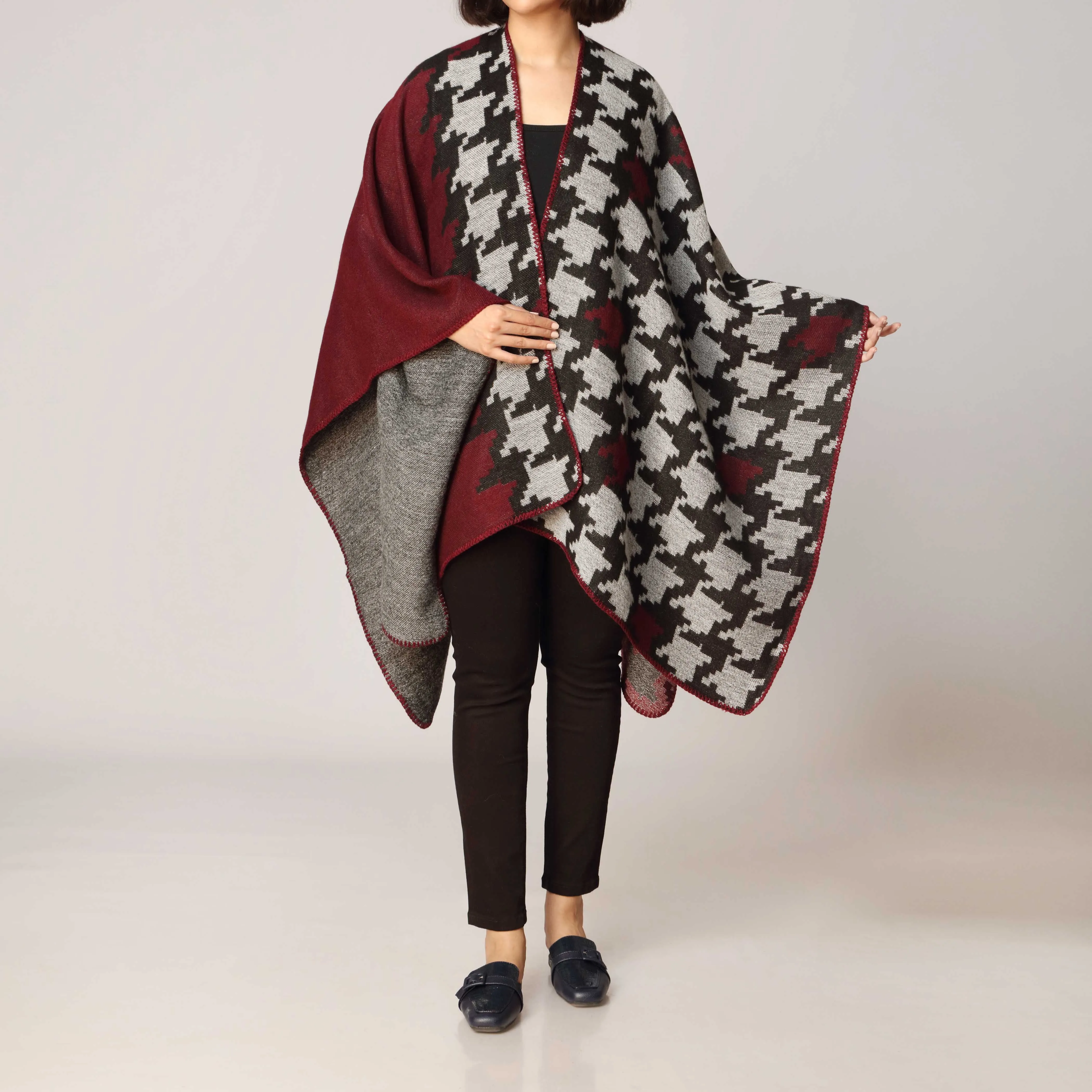 Maroon Cape Shawl PW2814