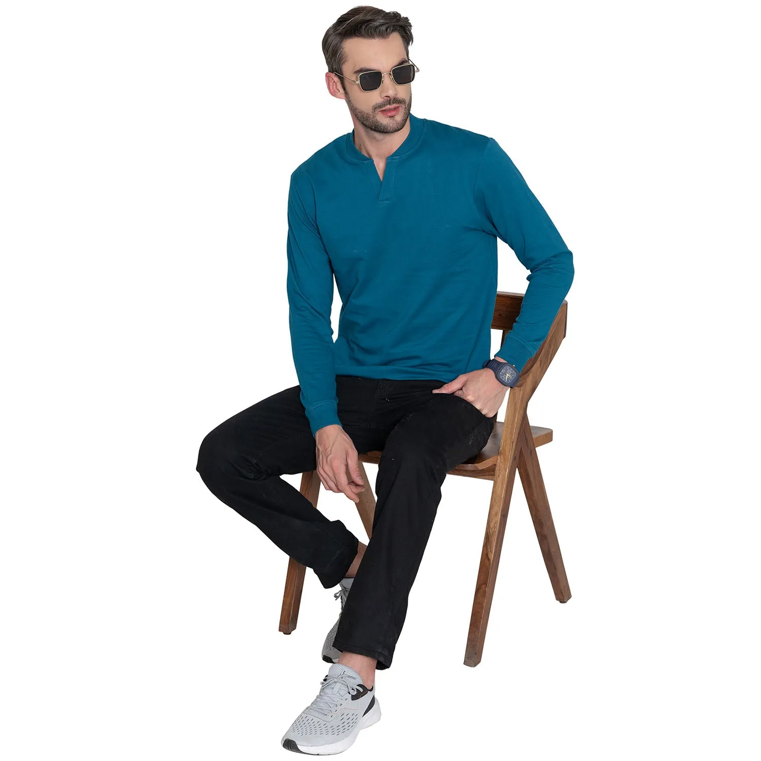 Men's Bomber Polo Sweatshirt - Blue